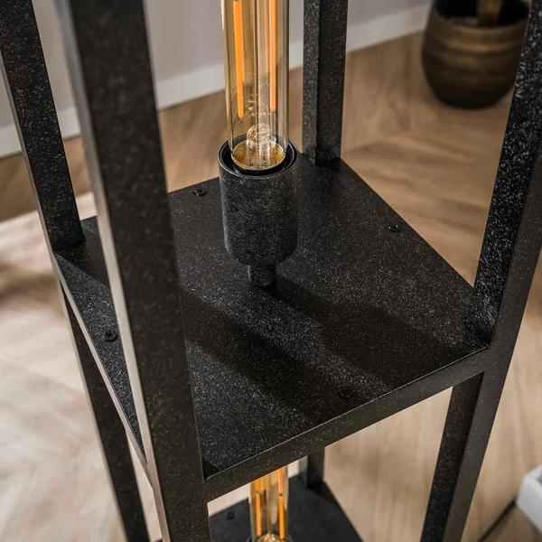 Lampadaire tour noire style moderne, 4 ampoules TRIBECA