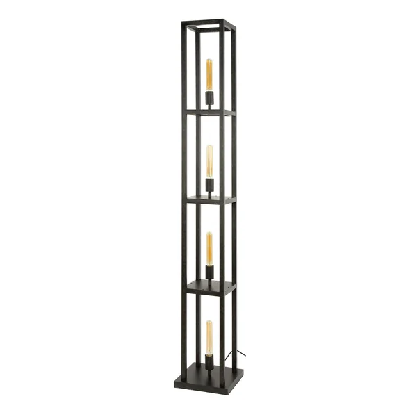 Lampadaire tour noire style moderne, 4 ampoules TRIBECA