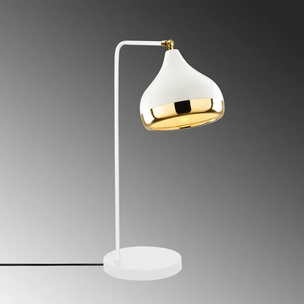 Lampe à poser design blanche & or, abat-jour orientable SILE