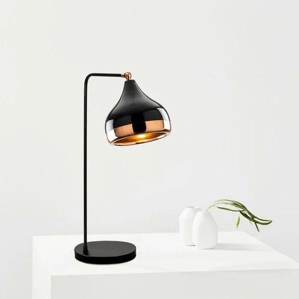 Lampe à poser design noir & cuivre, abat-jour orientable SILE