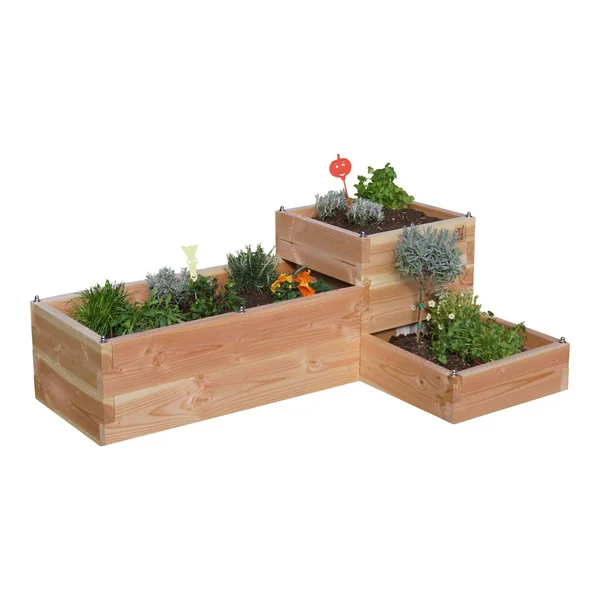 LE CARRE FANTASTIK Carré potager en bois 3 bacs et 3 niveaux 127cm, Vivik