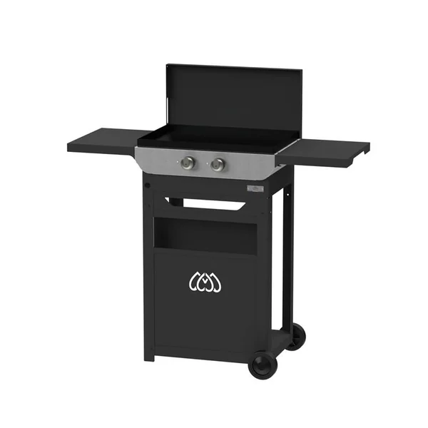 LE MARQUIER Ensemble Plancha Électrique, Chariot et Couvercle en Acier et Inox Original