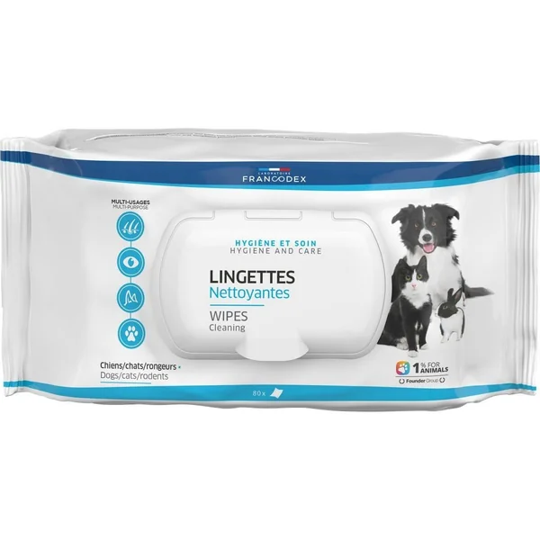 Lingettes nettoyantes multi-usage pour chien et chat (x80)