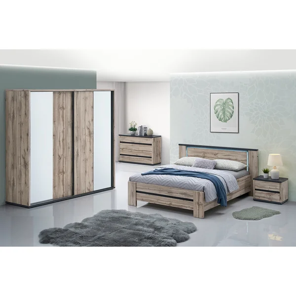 Lit adulte contemporain chêne canada Elza