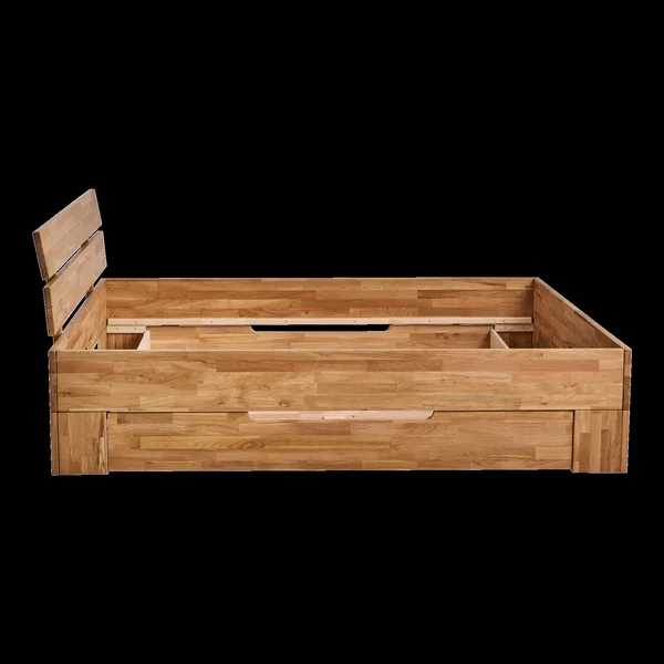 Lit avec tête de lit et rangement en option chêne massif Charly - 140 x 190 cm