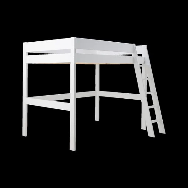 Lit mezzanine bois massif avec bureau en option Timon - Blanc