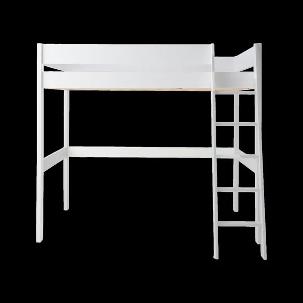 Lit mezzanine bois massif avec bureau en option Timon - Blanc