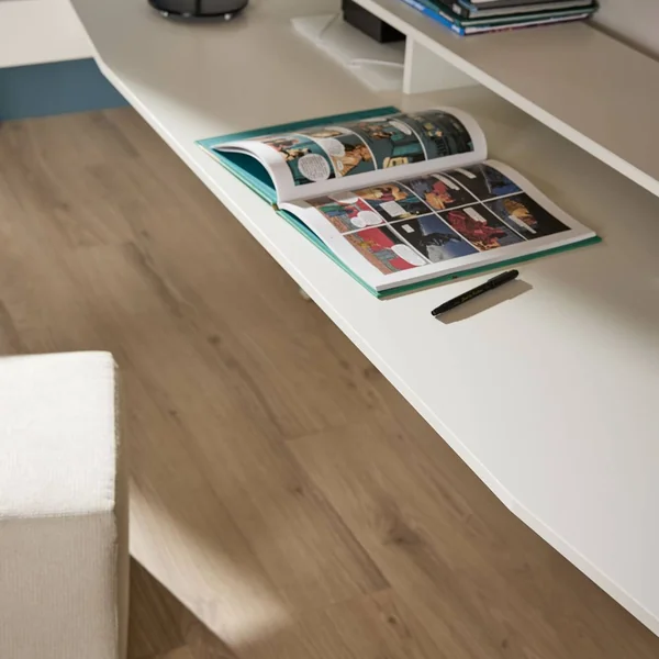 Lit mezzanine bois massif avec bureau en option Timon - Blanc