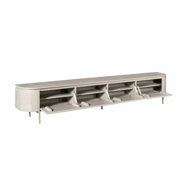 Long meuble TV suspendu bois gris 240 cm AREZZO