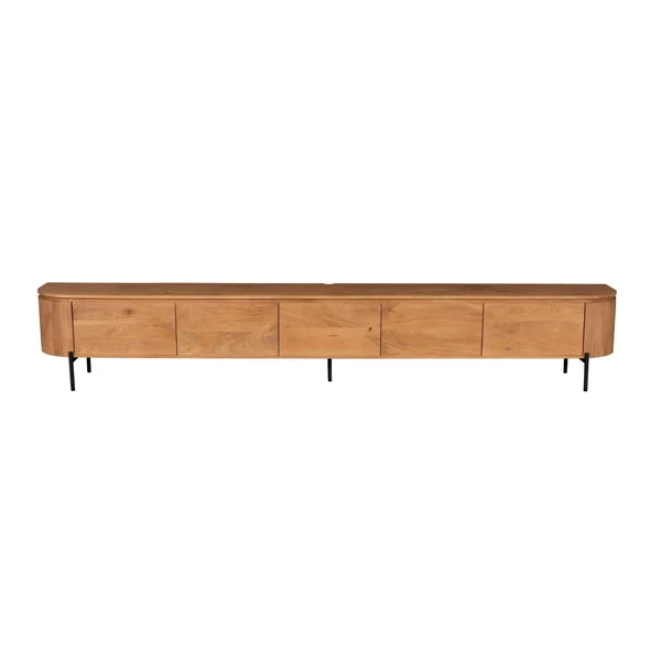 Long meuble TV suspendu en bois, bords arrondis 280 cm AREZZO
