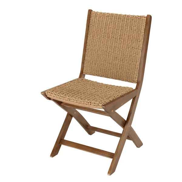 Lot de 2 chaises pliantes acacia huilé et rotin synthétique OSTIA