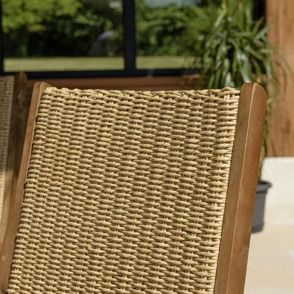 Lot de 2 fauteuils pliants acacia huilé et rotin synthétique OSTIA