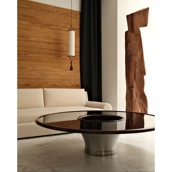 "Loulou" Coffee Table, lacquer, walnut and stainless steel