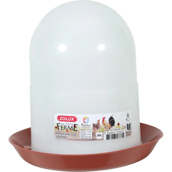 Mangeoire silo pour basse-cour en plastique coloris rouge Zolux Ma petite ferme - 2 kg