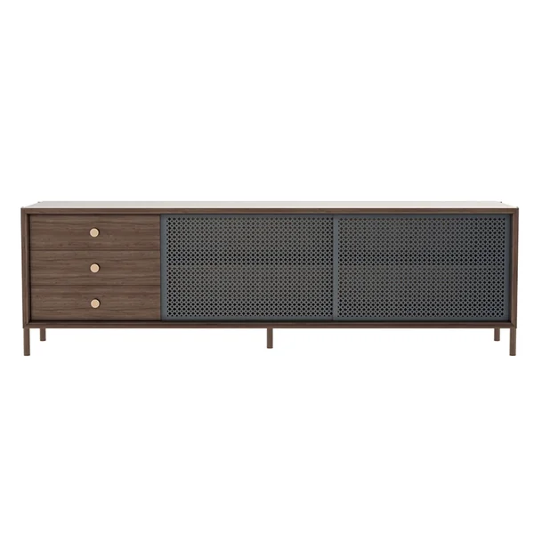 Meuble de rangement Buffet GABIN L162 avec tiroirs Noyer/ Gris ardoise HARTO
