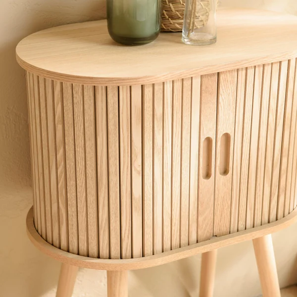 Meuble de rangement ovale en bois couleur naturelle CASTILLE