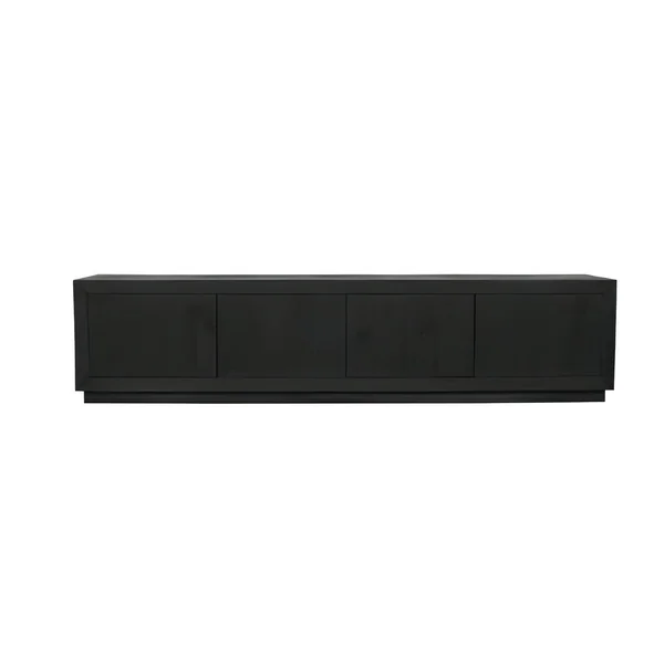 Meuble TV avec rangement bois noir 200 cm MONTARO
