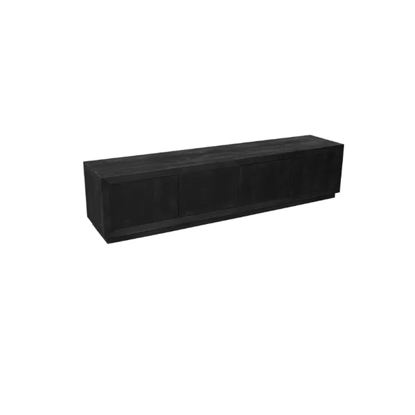 Meuble TV avec rangement bois noir 200 cm MONTARO
