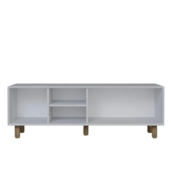 Meuble TV blanc, 3 portes à cadre et 2 niches VAREN