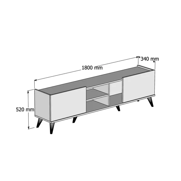 Meuble TV blanc avec rangement 2 portes 3 niches UMEA