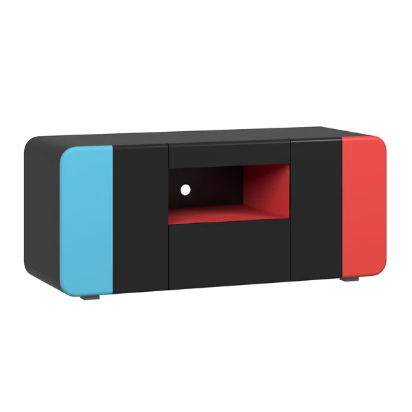 Meuble TV moderne 115 cm noir/bleu/rouge Lorie