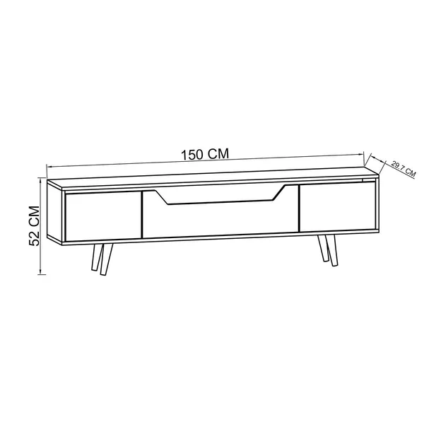 Meuble TV moderne 3 portes effet bois clair 150 cm MARFA