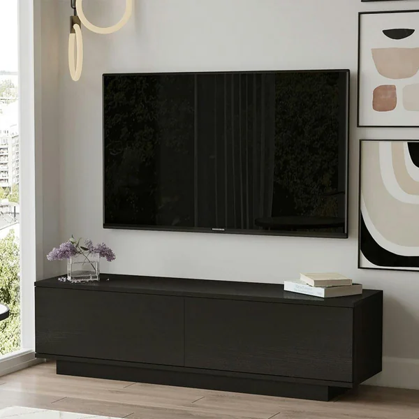 Meuble TV noir style design 2 portes abattantes MARFA