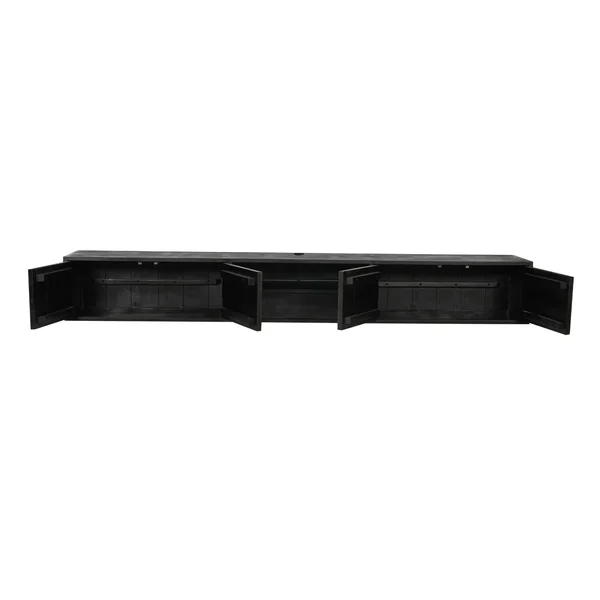 Meuble TV noir suspendu en bois avec rangement 280 cm ALVERA