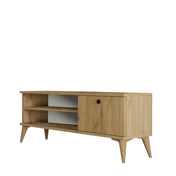 Meuble TV scandinave décor bois clair 1 porte 120 cm UMEA