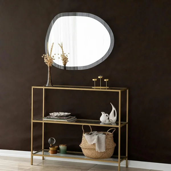 Miroir de salon organique cadre verre transparent 83 cm CODY