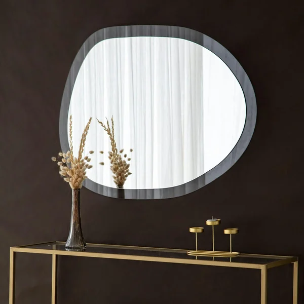 Miroir de salon organique cadre verre transparent 83 cm CODY