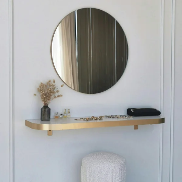Miroir d'entrée rond bord doré Ø60 cm - style moderne CODY