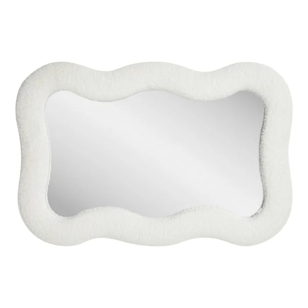 Miroir design organique avec cadre bouclette blanche 80 cm BRIG