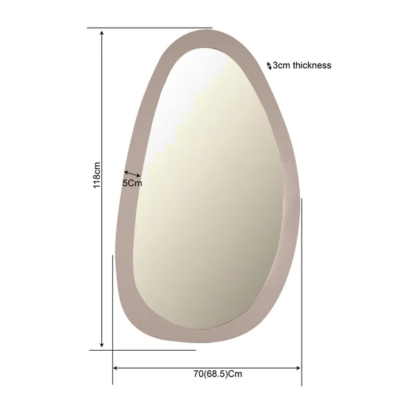 Miroir design organique en bois sable 70 x 120 cm ASPEN