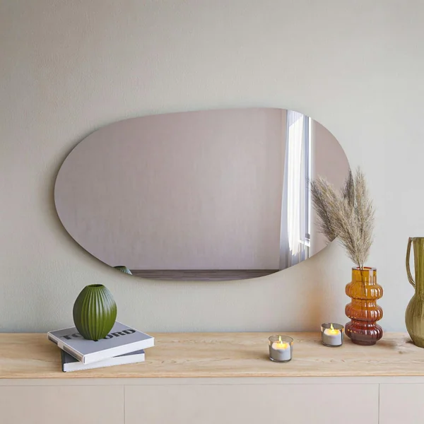 Miroir design organique forme galet 89 cm - style naturel CODY