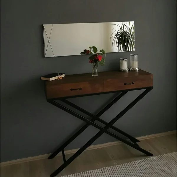 Miroir rectangulaire mural avec décor croisé 105 cm CODY