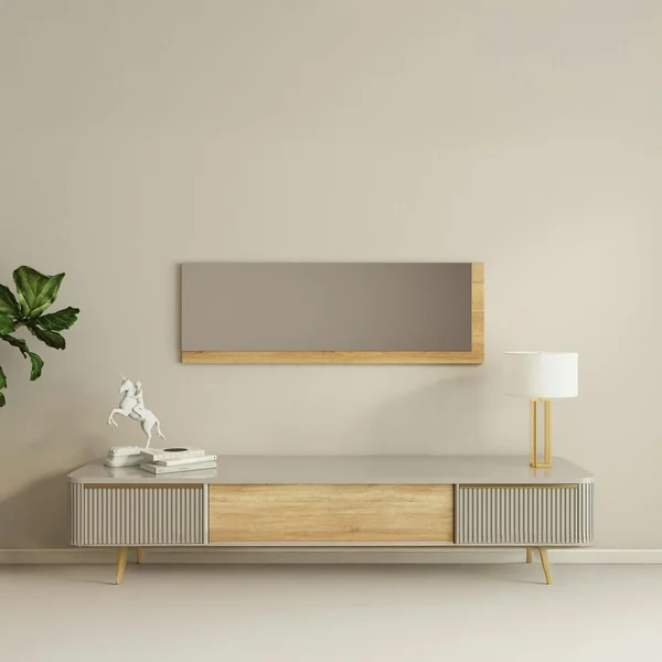 Miroir rectangulaire mural demi-cadre effet bois 120 cm CODY