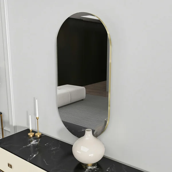 Miroir salle de bains ovale fumé, bordure dorée 85 cm CODY