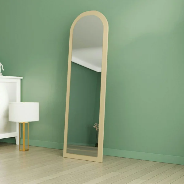 Miroir sur pied ovale avec cadre décor bois 160 cm CODY