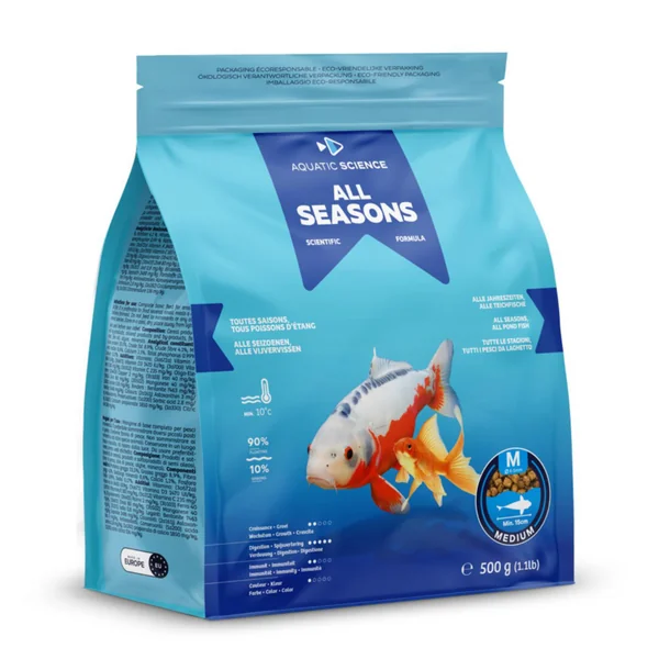 Nourriture annuelle pour poisson d'étang de minimum 15 cm de long Aquatic Science All Seasons - Taille M sac de 0,5 kg