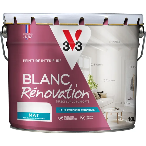 Peinture blanc rénovation mat 10 L V33