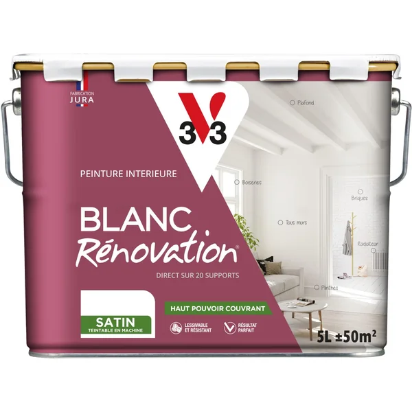 Peinture blanc rénovation satin 5 L V33