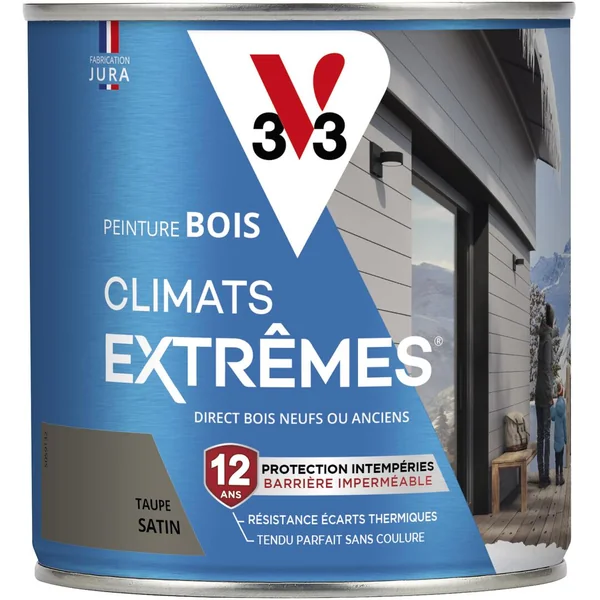 Peinture bois climats extrêmes satin taupe 0,5L