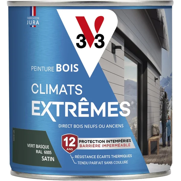 Peinture Bois Climats Extrêmes satin vert basque 0,5L