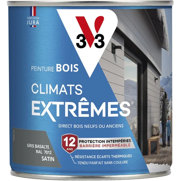Peinture bois satin gris basalte 0,5L