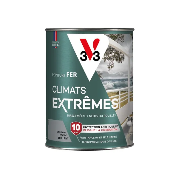 Peinture Fer Climats Extrêmes Brillant Gris Galet 1,5L