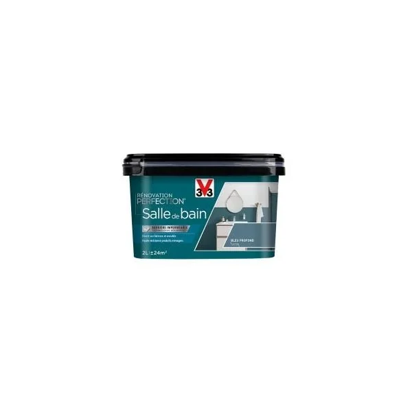 Peinture rénovation salle de bain bleu profond 2L V33