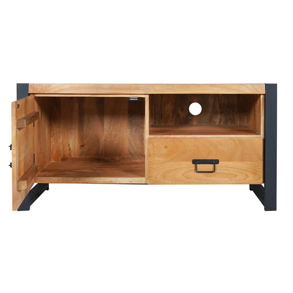 Petit meuble TV bois métal 1 tiroir 1 porte MILORA