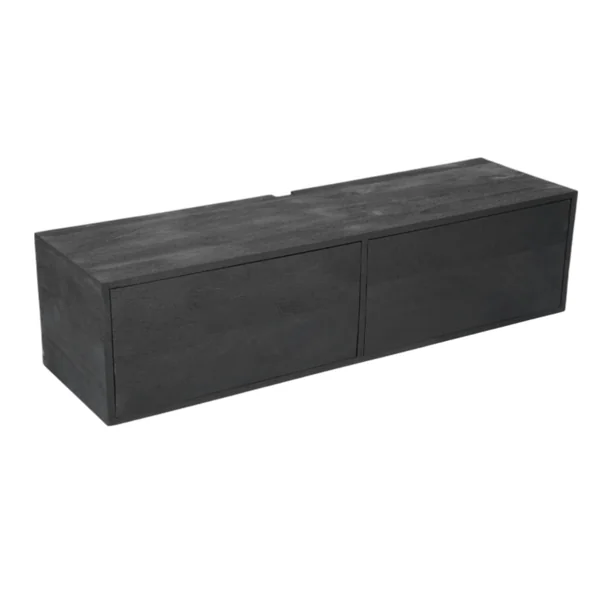 Petit meuble TV suspendu bois noir 2 portes JUNO