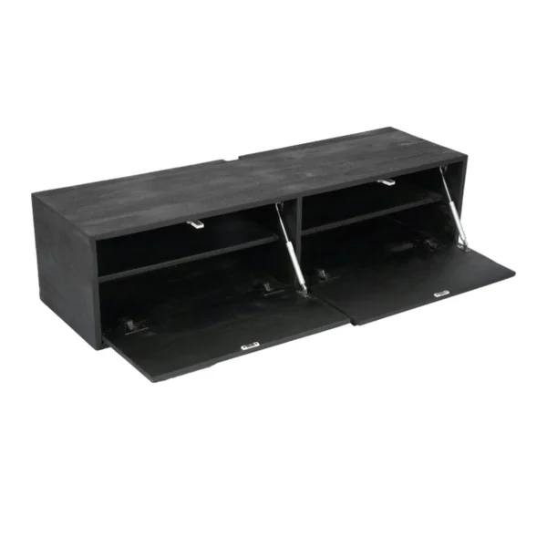 Petit meuble TV suspendu bois noir 2 portes JUNO